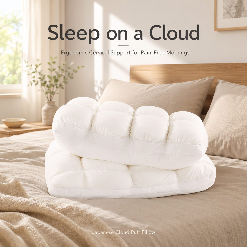 Cooling Cloud Puff Pillow – Ultra Soft, Hypoallergenic Cervical Support