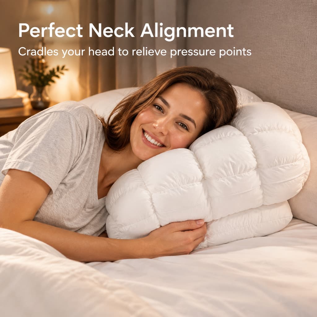 Cooling Cloud Puff Pillow – Ultra Soft, Hypoallergenic Cervical Support